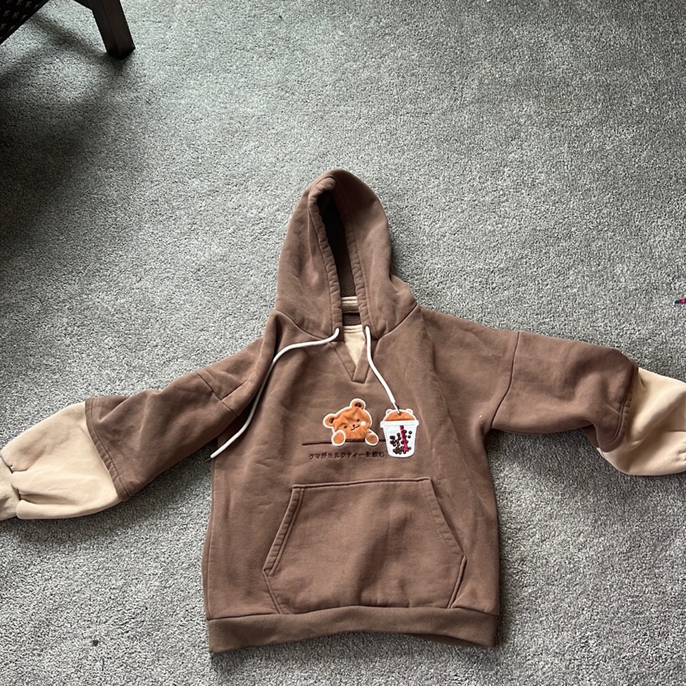 Brown V-neck Oversized Sweatshirt